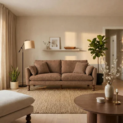 The Range Monroe Faux Leather 3 Seater Sofa - Brown