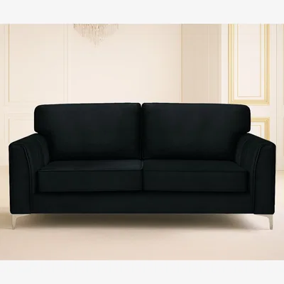 The Range Regency Plush Velvet 3-Seater Sofa - Luxury Modern Velvet Sofa, UK Made - Ebony Plush Velvet