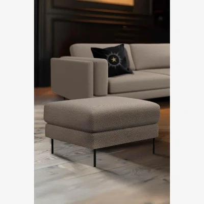 Rockett St George The Grace Foot Stool In Studio Stripe Velvet Sand & Black