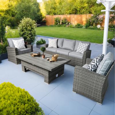 The Range Vermont Luxury Grey Rattan Sofa Set with Adjustable Table - Grey