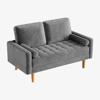 The Range 2 Seater Velvet Couches with Square Armrest - Grey