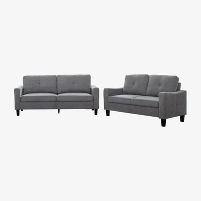 The Range Berkley Linen Fabric Sofa Set - Grey