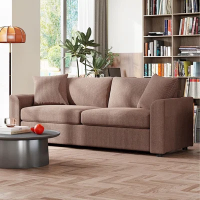 The Range HOMCOM Upholstered 3 Seater Sofa with Spring Cushion  - Coffee