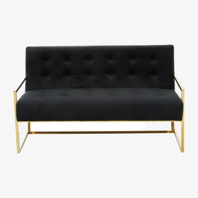 The Range Azalea Two Seat Black Velvet Sofa - Gold