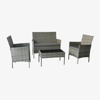 The Range Suntime Fiji 4pc Steel and Rattan Sofa Set  - Grey