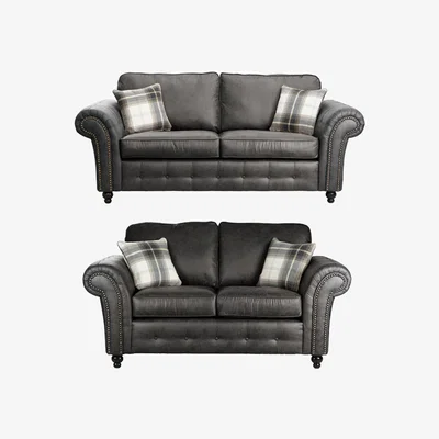 The Range Oakley Suede Fabric Sofa - Charcoal / 5