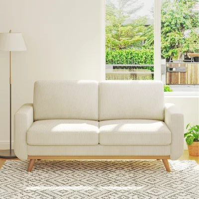 The Range 2-Seater Solid Wood Foot Corduroy Sofa - Beige