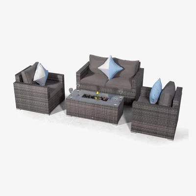 The Range Giardino Sydney 4 Seater Rattan Sofa Set with Ice Bucket Coffee Table - Grey