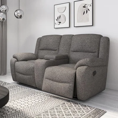 The Range Lisbon Fabric Manual Recliner Sofa - Brown / 2