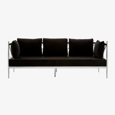 The Range Novo Black Velvet Sofa With Silver Frame 3 Seater Sofa - Silver