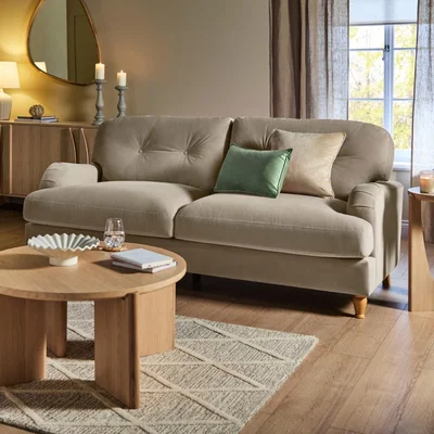 The Range Dulcie Matte Velvet 3 Seater Sofa - Light Taupe