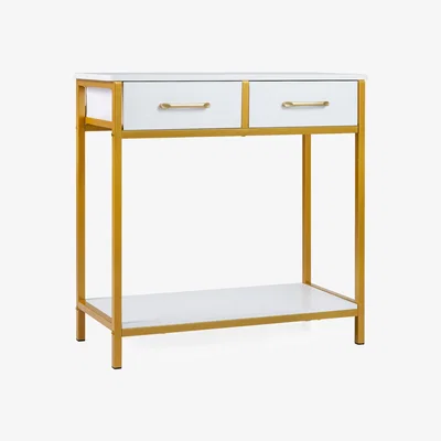 The Range Entryway Table Modern Sofa Table - White + Gold