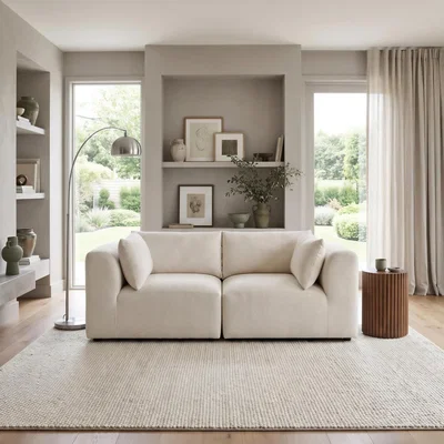 The Range Drift Boucle Fabric 2 Seater Modular Sofa - Cream