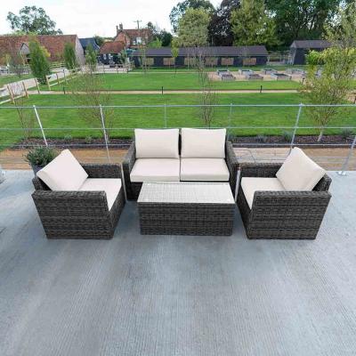 The Range Rattan 4 Seater Sofa Set with Coffee Table - Stone