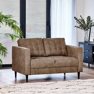 The Range Juno Brown Faux Leather Sofa - Brown