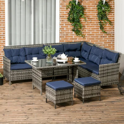 The Range 6 Pieces Sofa Set 860-015V70GG - Dark Blue