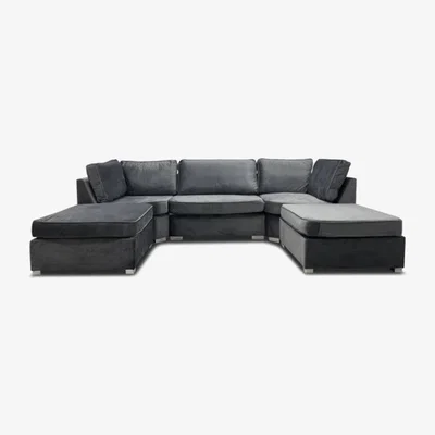 The Range Belgravia U Shape Sofa Full Back - Grey - Black