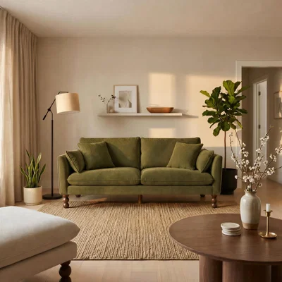 The Range Monroe Chenille Fabric 3 Seater Sofa - Green