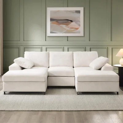 The Range Daniel U-Shaped Sofa - Cream Linen