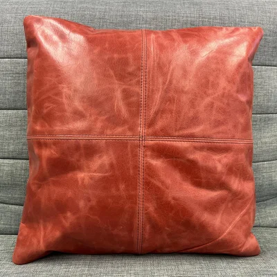 The Range Check Leather Sofa Cushion Covers  - Pinkish