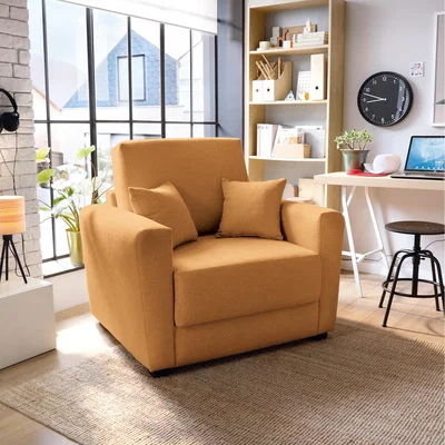 The Range Olly Linen Single Sofa Bed in Saffron - Saffron