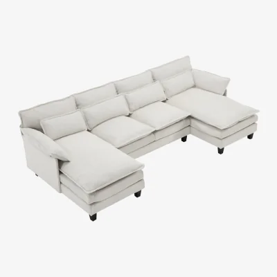 The Range Modern U-Shaped Chenille Sectional Sofa - White