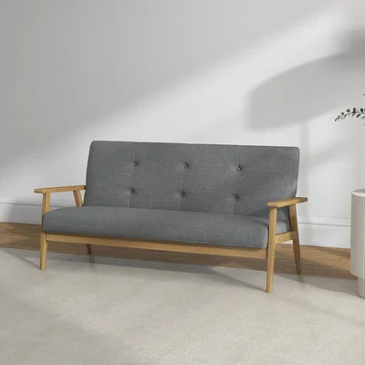 The Range Modern Compact Sofa Button Tufted Couch 833-913V70CG - Dark Grey