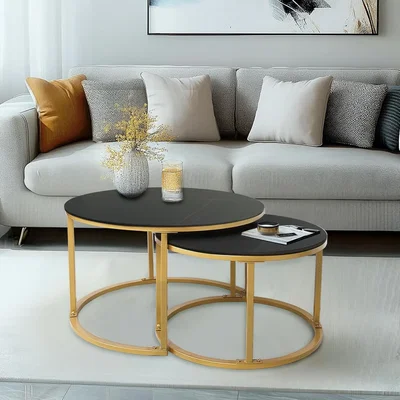 The Range Nesting Coffee End Sofa Tables - Black/ Gold