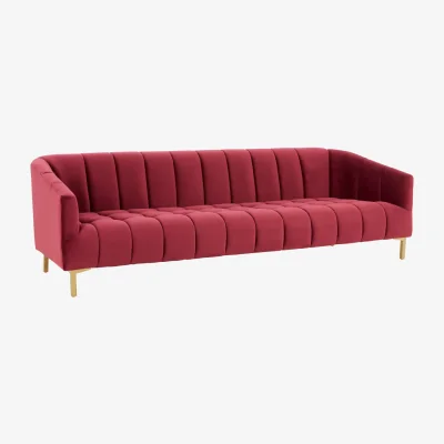 The Range Bella 3 Seat Wine Velvet Sofa - Red