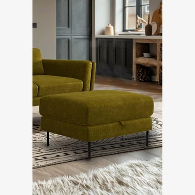 Rockett St George The Grace Foot Stool In Luxe Kneedlecord Velvet Vintage Green