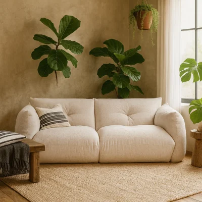 The Range Wyld Haus Camden Cosy 3-Seater Natural Fabric Sofa - Natural