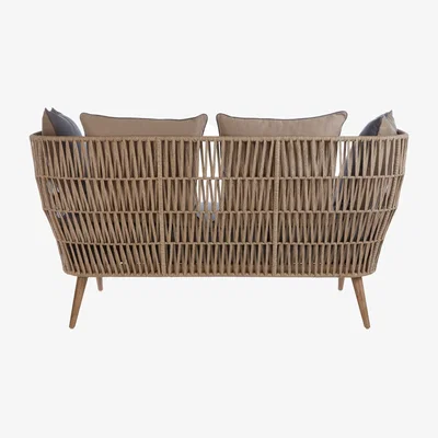 The Range Opus Woven Rope 2 Seater Sofa with Grey Cushions - Grey