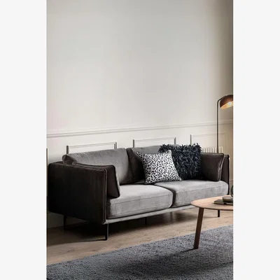Rockett St George Modern Charcoal Grey Velvet 3-Seater Sofa