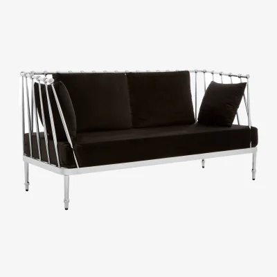 The Range Novo 2 Seat Silver Finish Tapered Arms Sofa - Silver