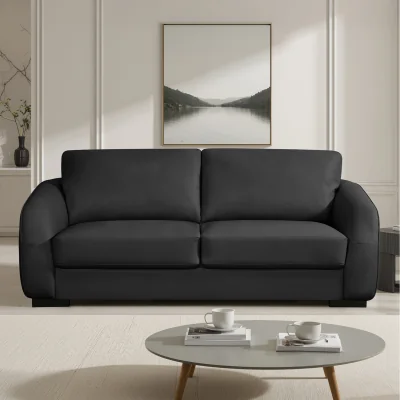 The Range Brandon Bonded Leather 3 seat sofa - Black
