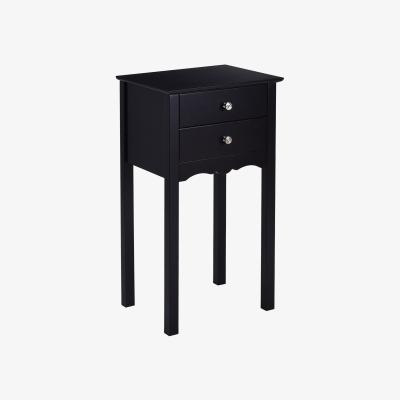 The Range Bedroom Nightstand Sofa End Table with 2 Drawers - Black