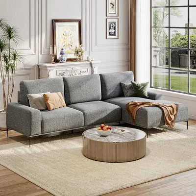 The Range L Shape 3 Seater Sleeper Sofa Couch - Grey