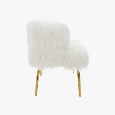 The Range Clarence Fur Effect 2 Seater Sofa with Gold Legs - White