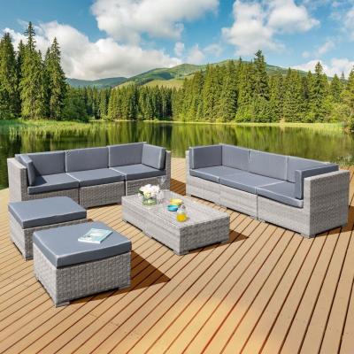 The Range Trinidad Deluxe Rattan 8 Seat Modular Sofa Set - Dove Grey