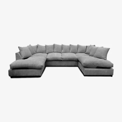 The Range CAMBRIDGE U Shape Jumbo Cord Fabric Scatter Back Sofa - Grey