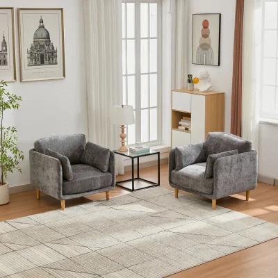 The Range Luxury Mid Century Modern Sofa Couch Set for Living Room - Grey