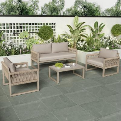 The Range Thick Quality Space Saving Sofa with Glass Coffee Table - Khaki