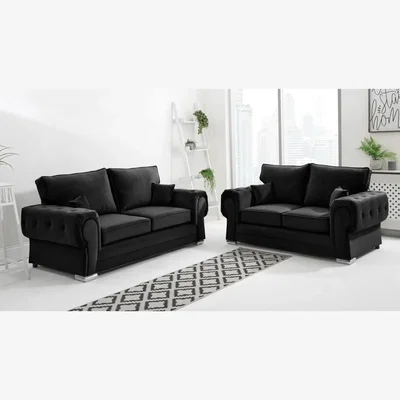 The Range VERONA Plush Fabric 3 and 2 Seater Full Back Sofa