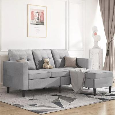 The Range Nova 3 seater Convertible Sectional Sofa with Footstool  - Dark Grey