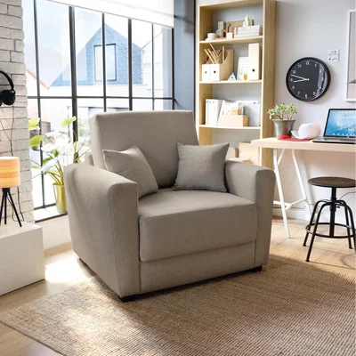 The Range Olly Linen Single Sofa Bed in Sand - Sand