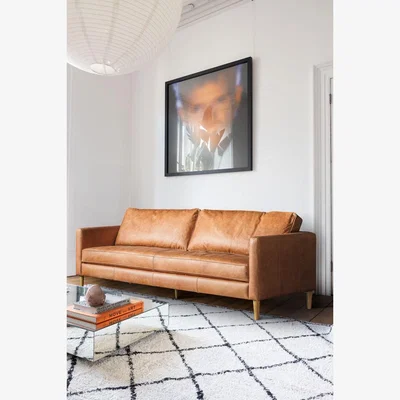 Rockett St George Mid-Brown Vintage-Style Leather 3-Seater Sofa