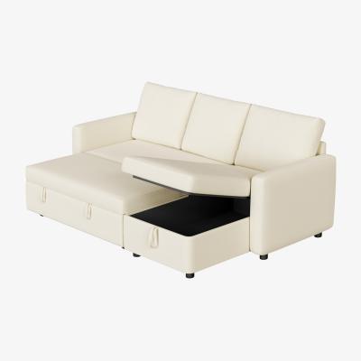 The Range Yaheetech L-Shaped Sofa Bed with Pull Out Storage - Beige