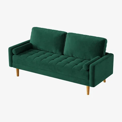 The Range NAMIP Velvet Modern 2 Seater Couches - Green