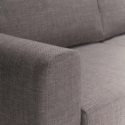 The Range San Sebastian Set of 2 Upholstered 3-Seater Sofas, Light Grey Brown Fabric, Black Steel Legs - Grey