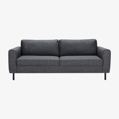 The Range San Sebastian 3-Seater Sofa, Dark Grey Fabric, Black Steel Legs - Grey